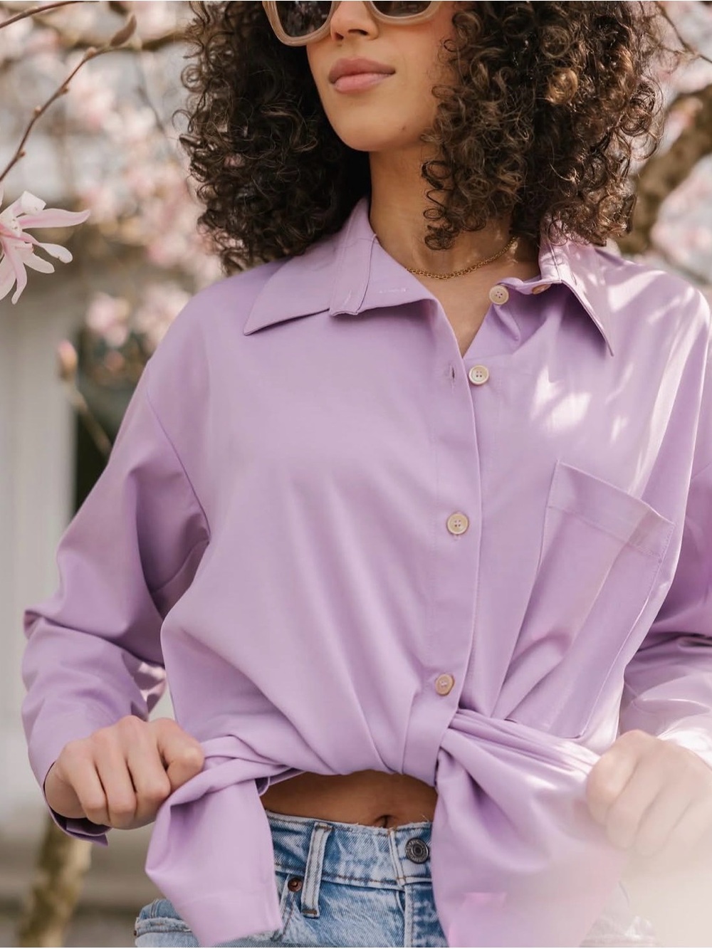 Smash + Tess Diversion Shirt Dress in Lavender/Dusty Lilac